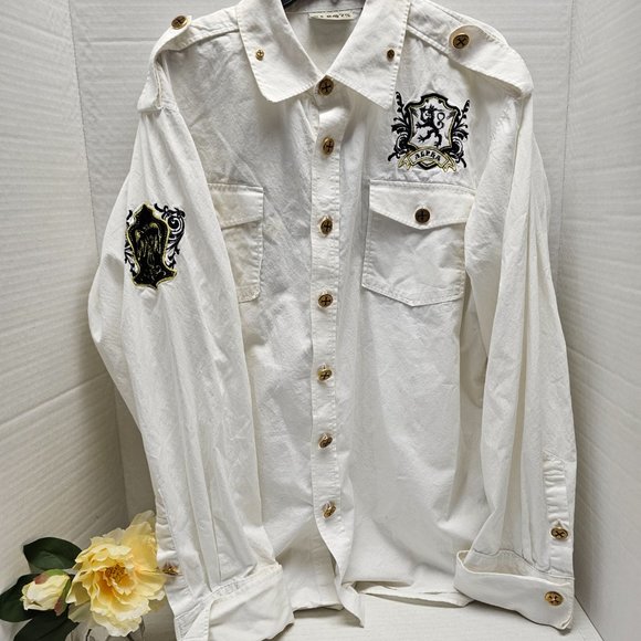 RARE Vintage Marquis MARQ 75 Button Down Dragon Eagle Alpha Embroidered Shirt - Picture 10 of 16